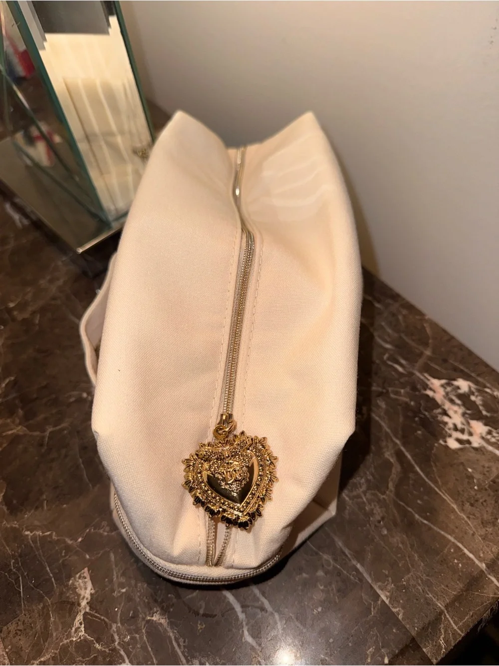 Dolce & Gabbana Devotion Cosmetic Pouch in Ivory and Gold